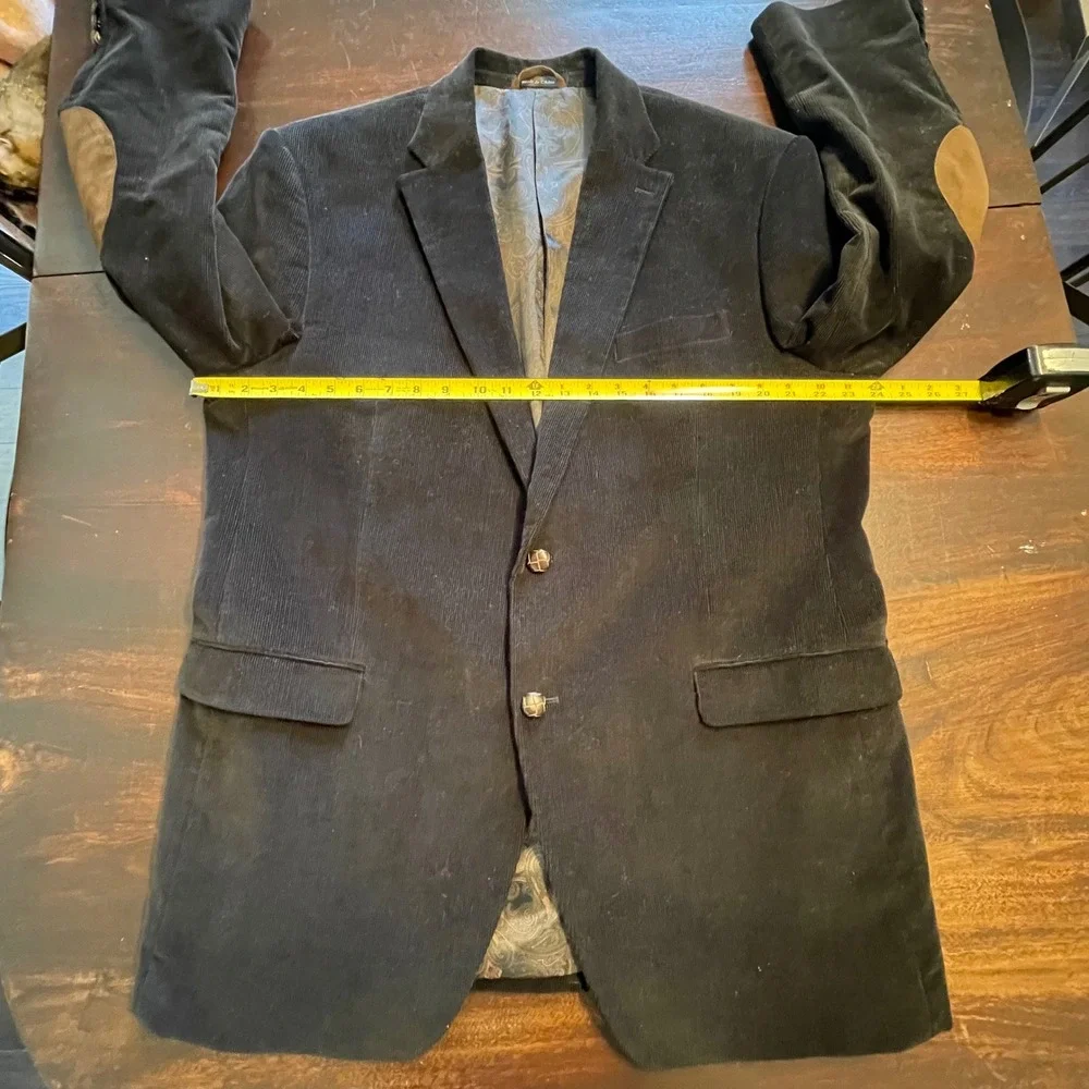 Lauren‎ Ralph Lauren Mens Corduroy Blazer Black Elbow Patches Sport Coat 44R